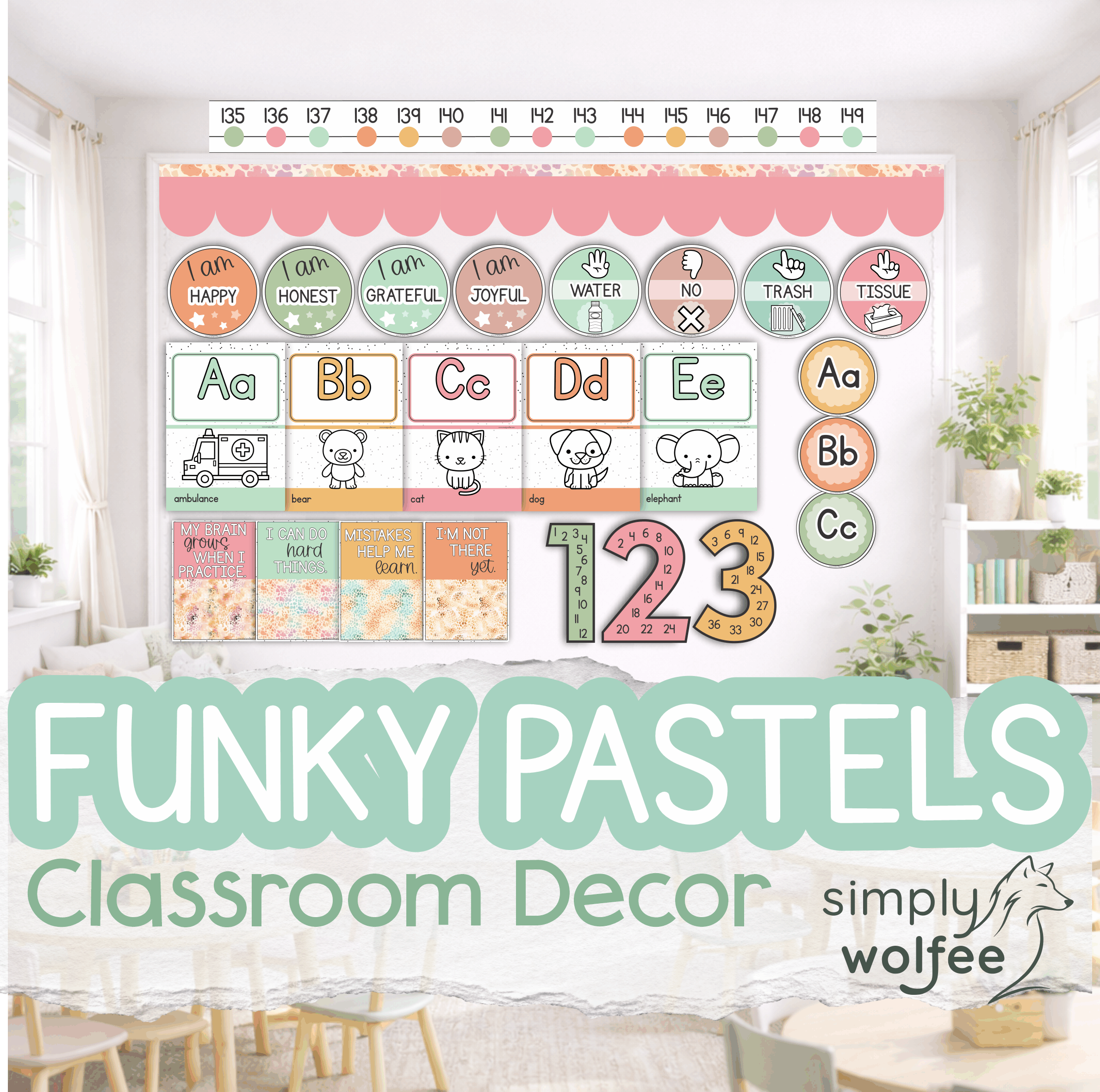 Funky Pastels Class Decor - Full Bundle Editable