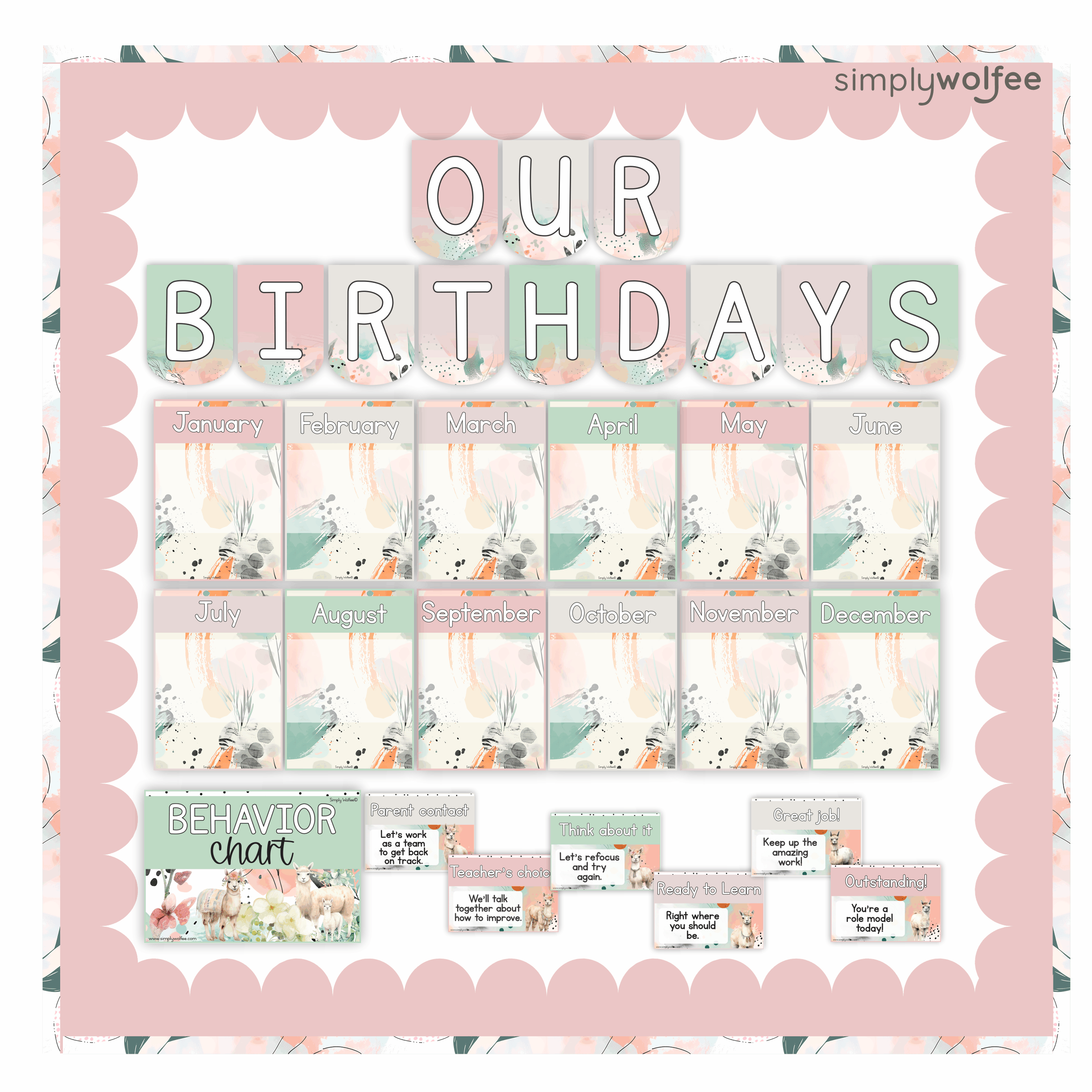Pastel Lama Class Decor - Full Bundle Editable - Image 7