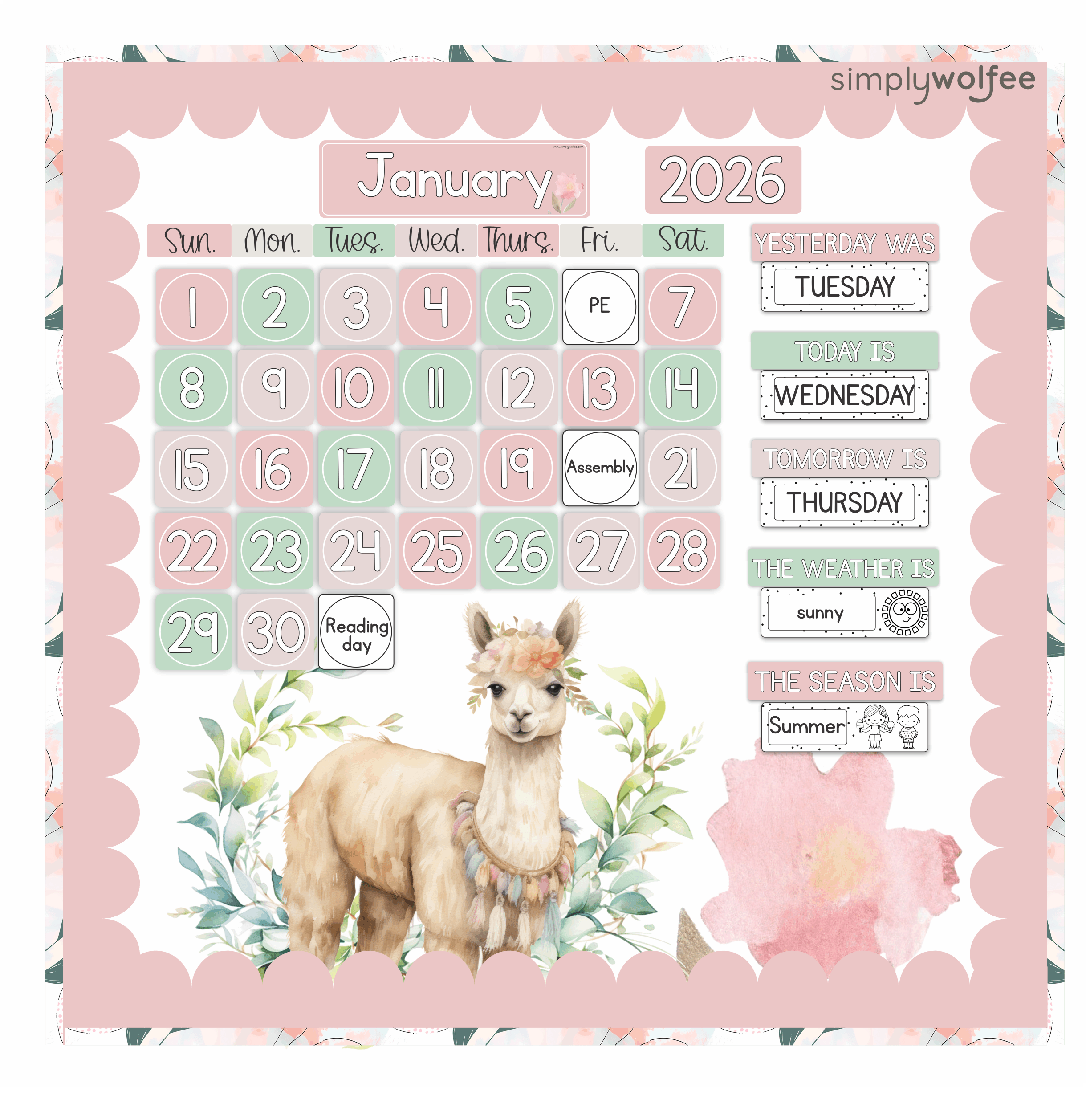 Pastel Lama Class Decor - Full Bundle Editable - Image 8