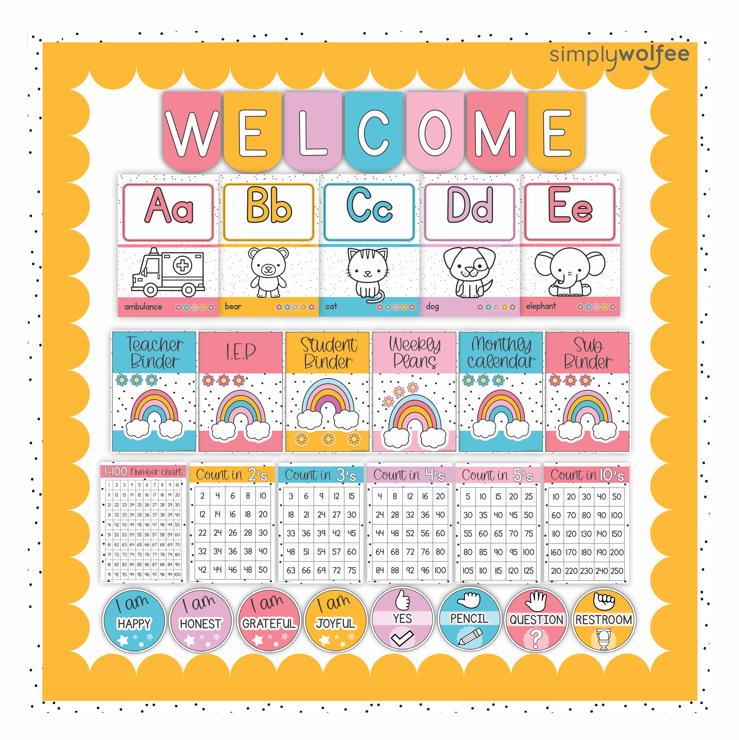 Sugarpop Rainbow Class Decor - Full Bundle Editable - Image 3