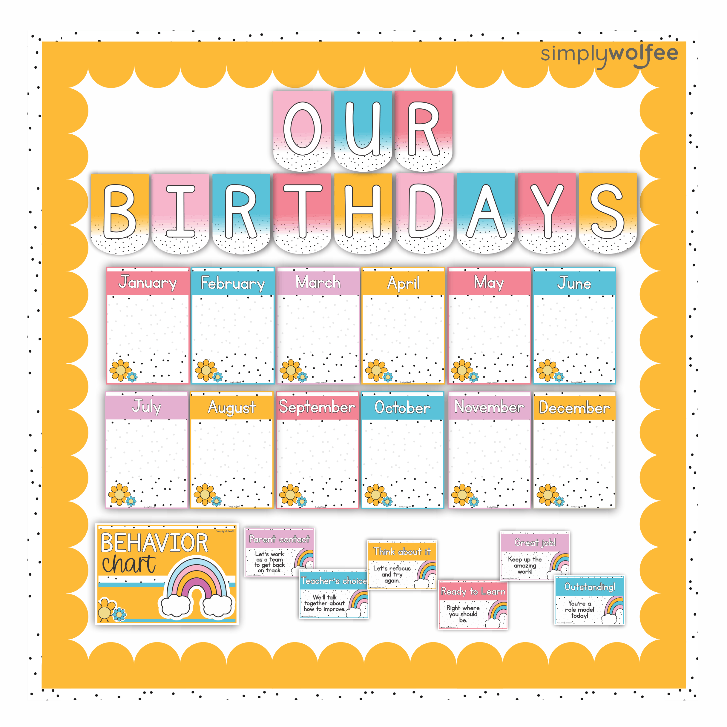 Sugarpop Rainbow Class Decor - Full Bundle Editable - Image 7