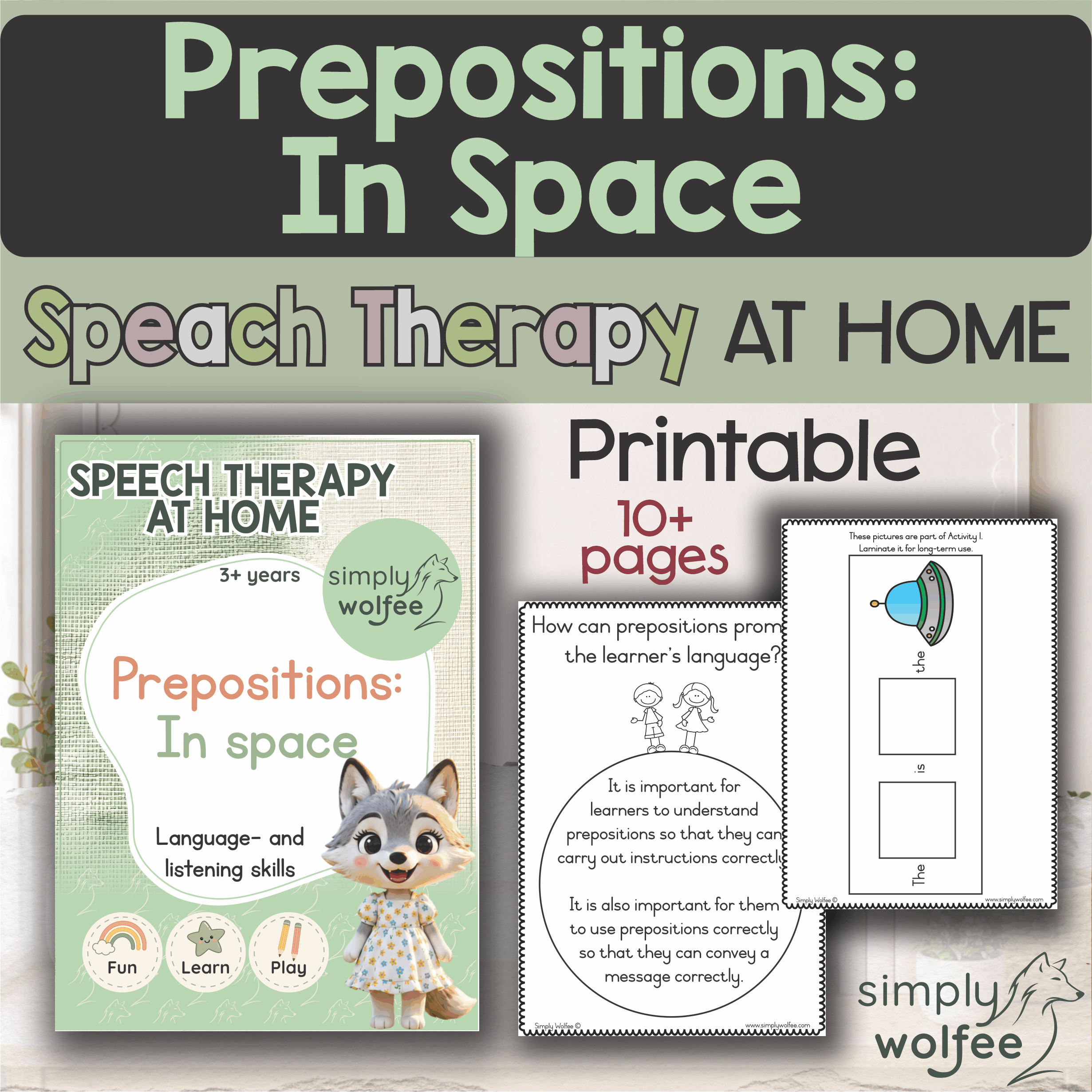 Speech Therapy at home - Prepositions - In space