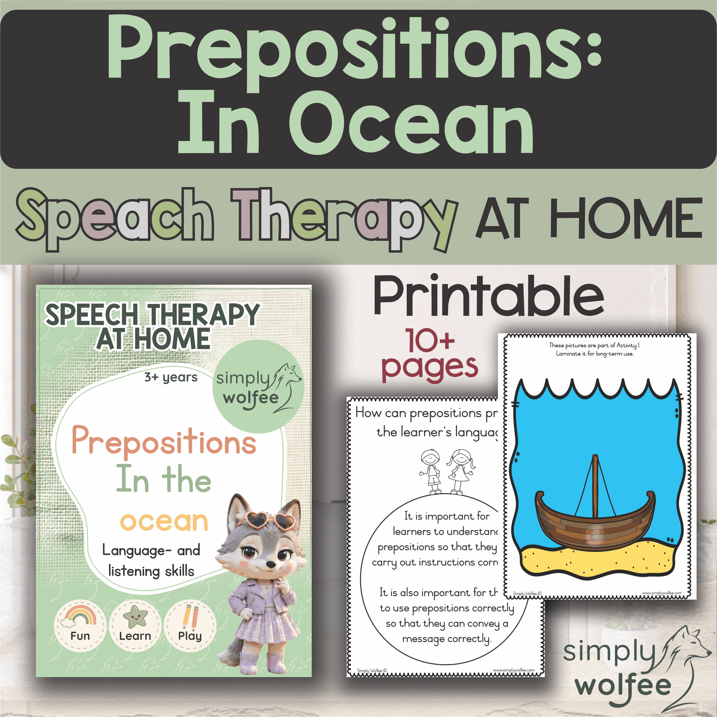Speech Therapy at home - Prepositions - In the ocean